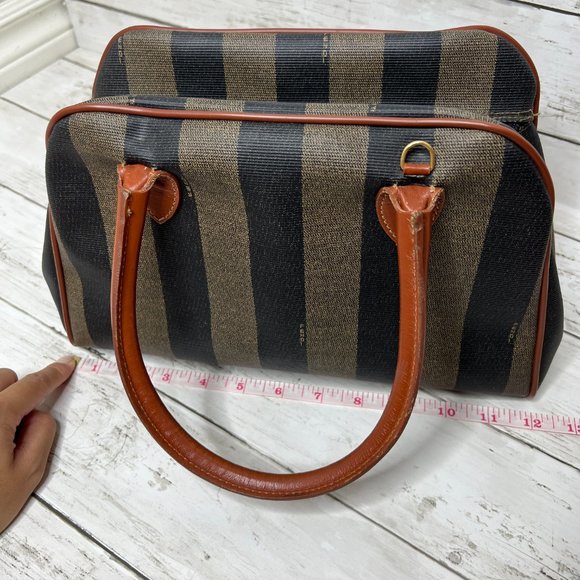 ❌SOLD❌Fendi Pequin Satchel Vintage Bag - Picture 4 of 12